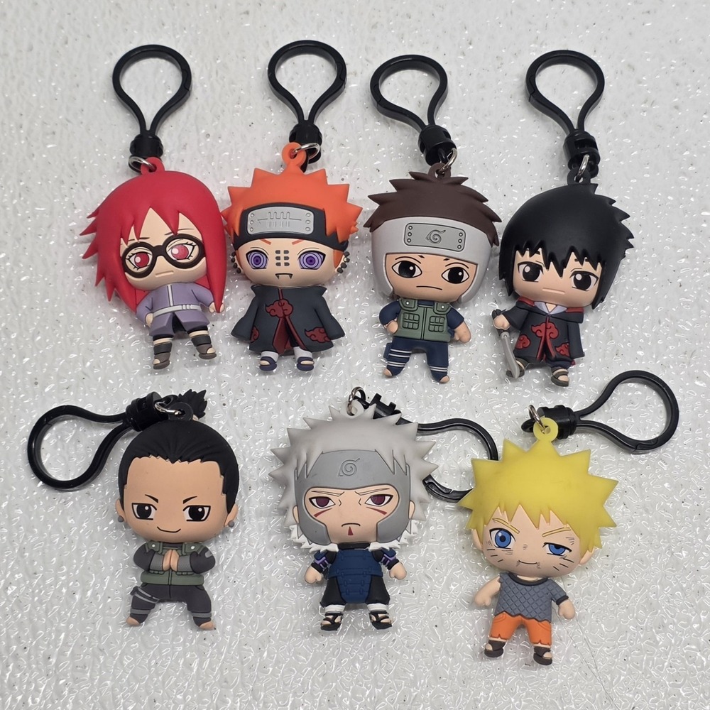 Naruto Shippuden Figural Bag Clip Keychains Lot of 7